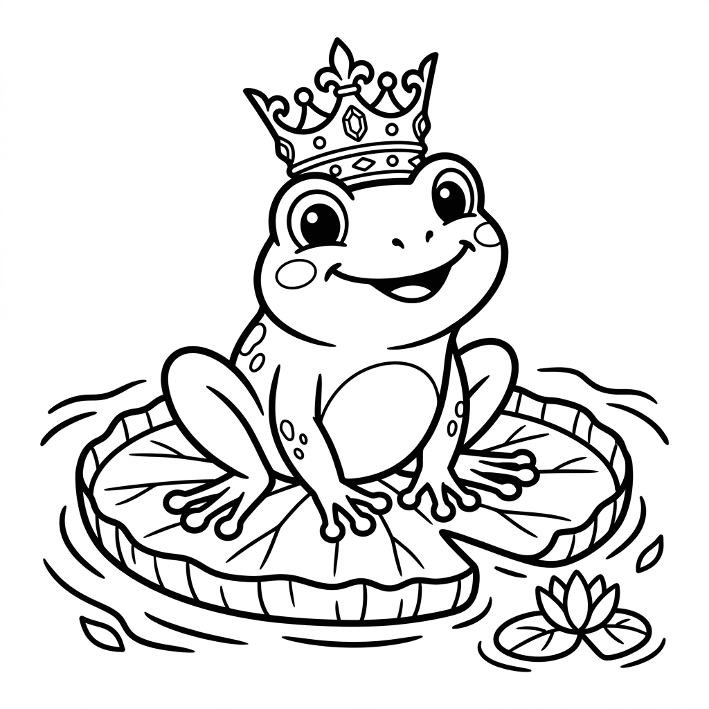 Frog Prince Crown coloring page for kids