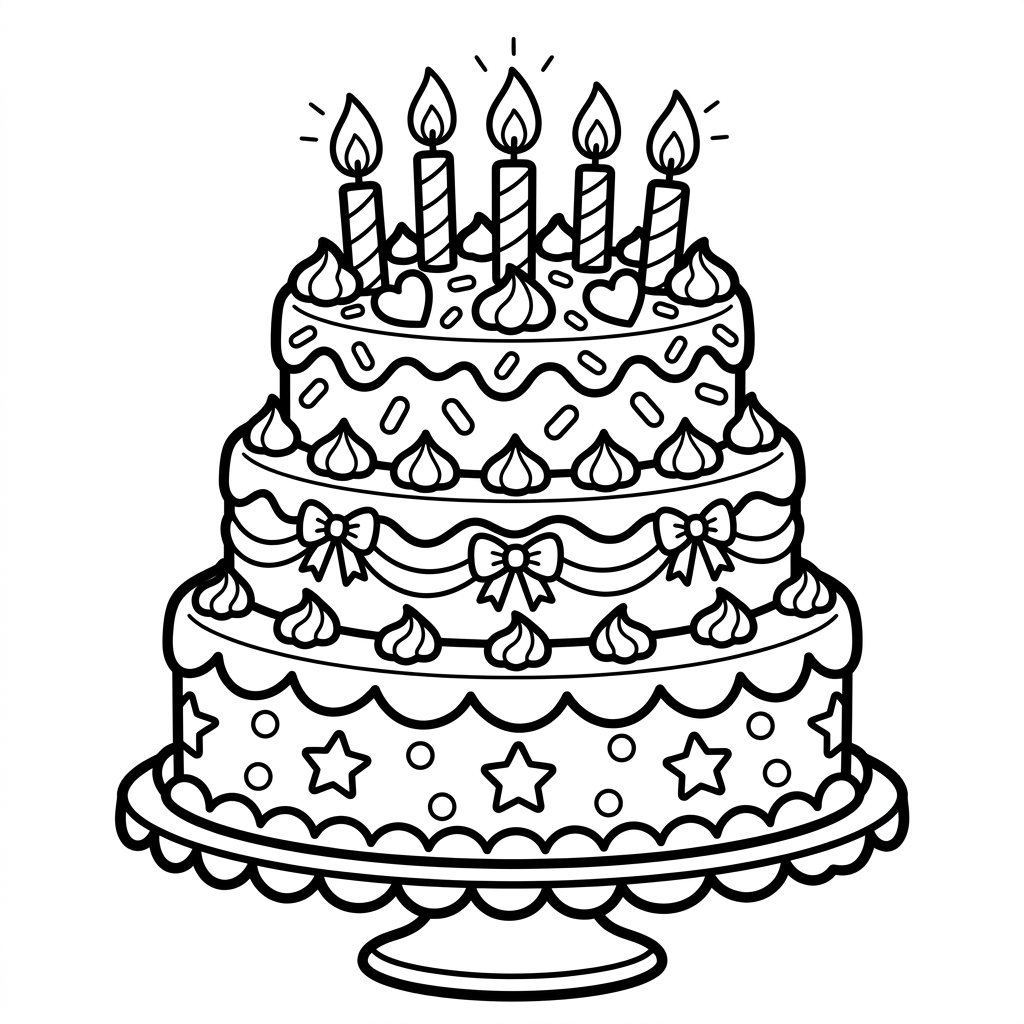 Birthday Cake Candles coloring page for kids