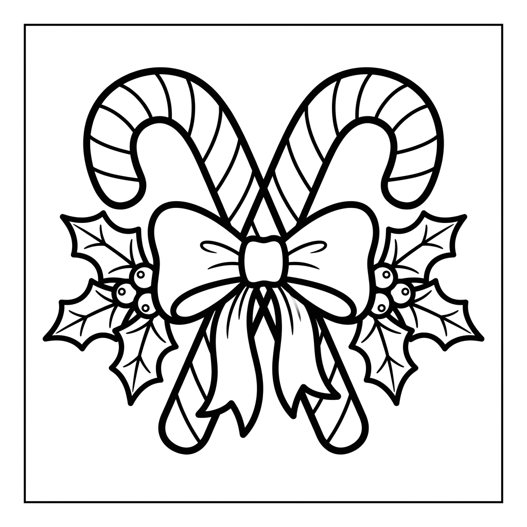 Candy Cane Christmas coloring page for kids