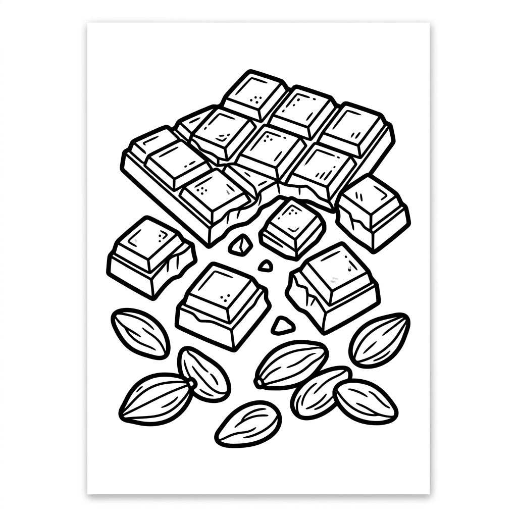 Chocolate Bar Pieces coloring page for kids