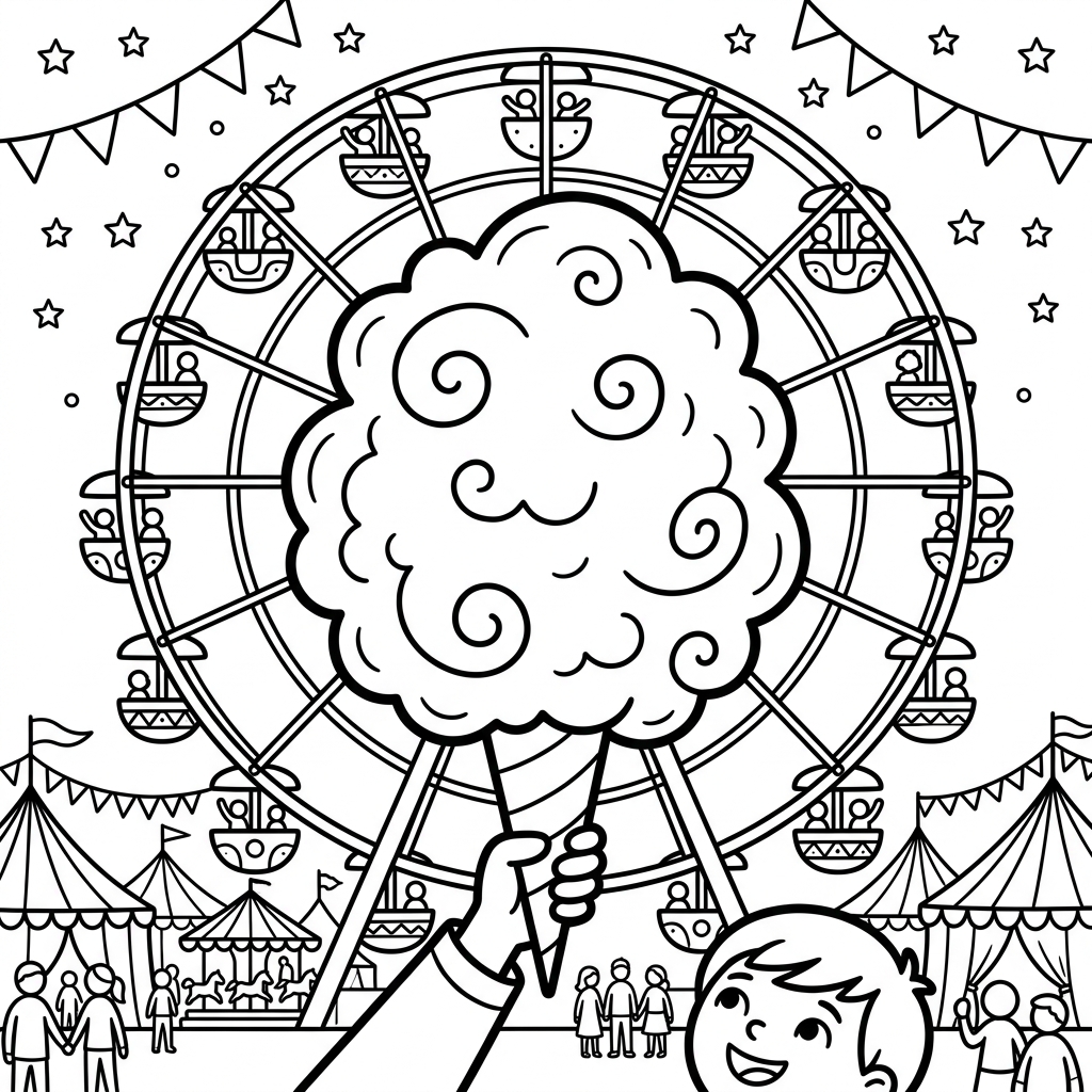Cotton Candy Carnival coloring page for kids