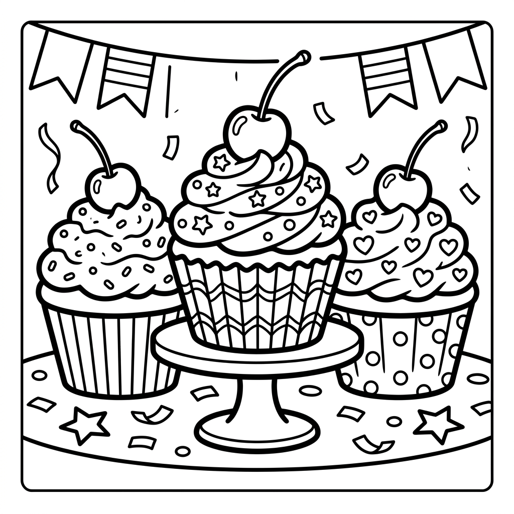 Cupcake Party Sprinkles coloring page for kids