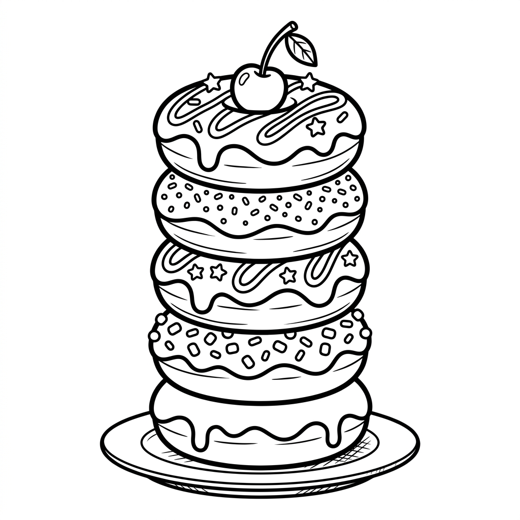 Donut Tower Glazed coloring page for kids