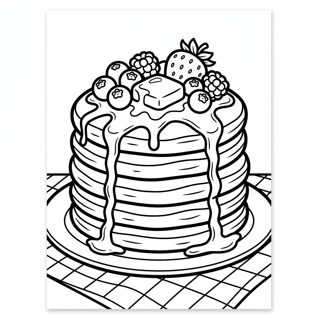 Pancake Stack Syrup coloring page for kids