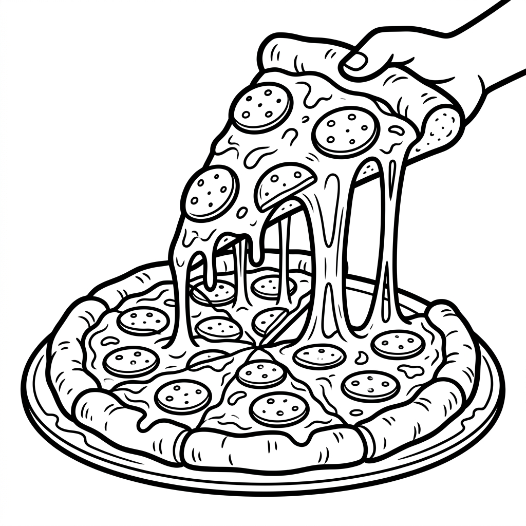 Pizza Slice Pepperoni coloring page for kids