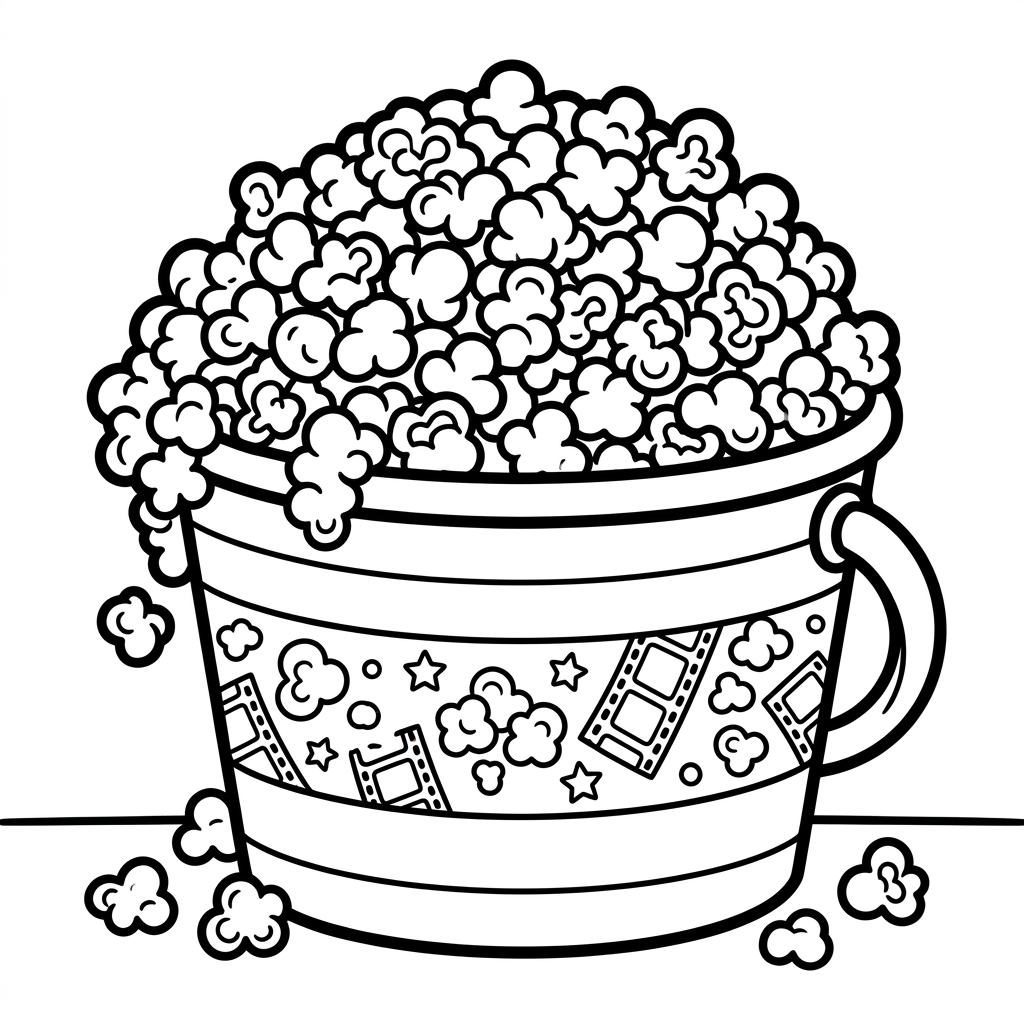 Popcorn Bucket Movie coloring page for kids