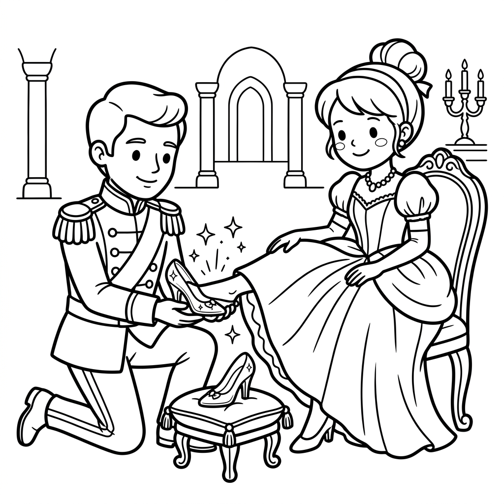 Cinderella Glass Slipper coloring page for kids
