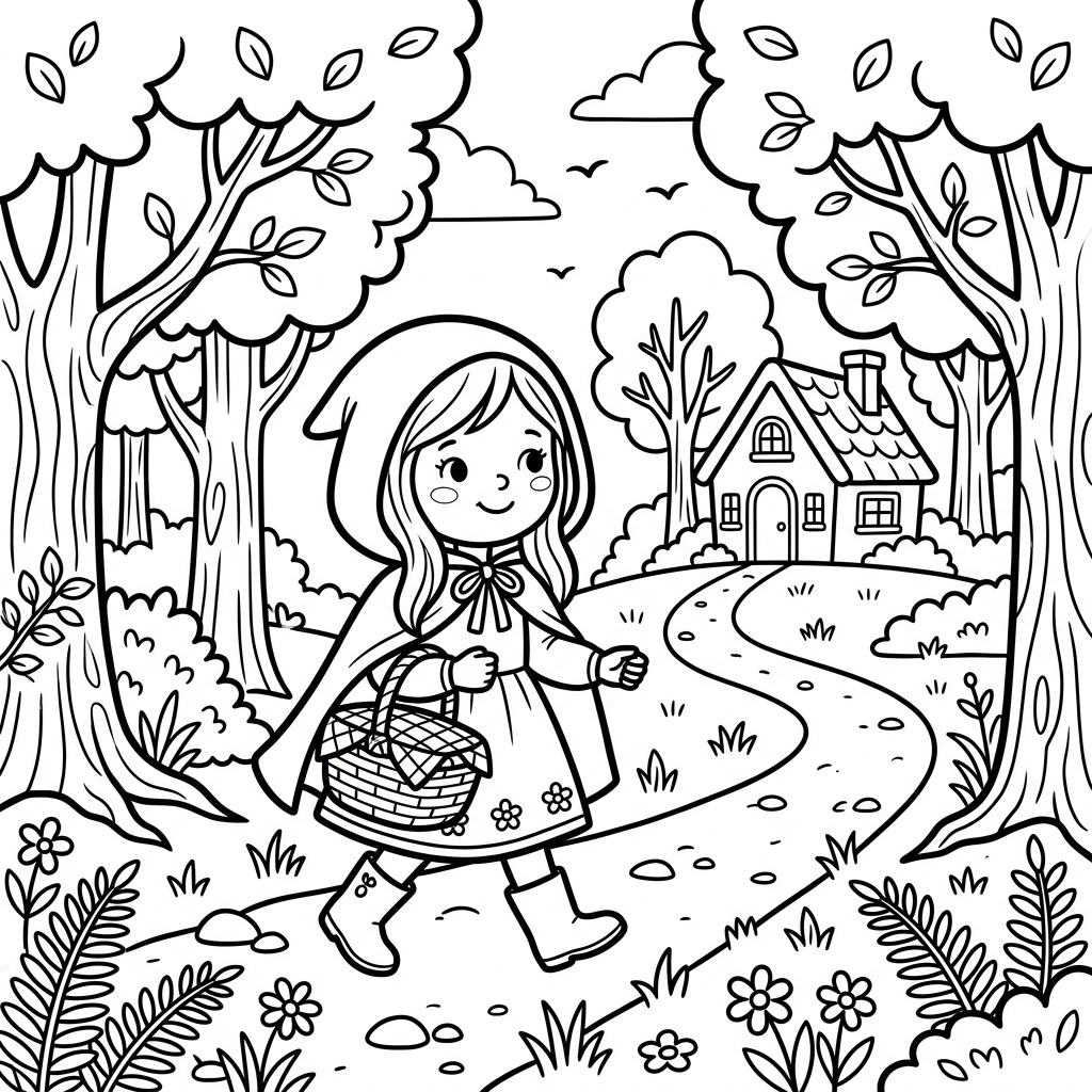 Little Red Riding Hood coloring page for kids
