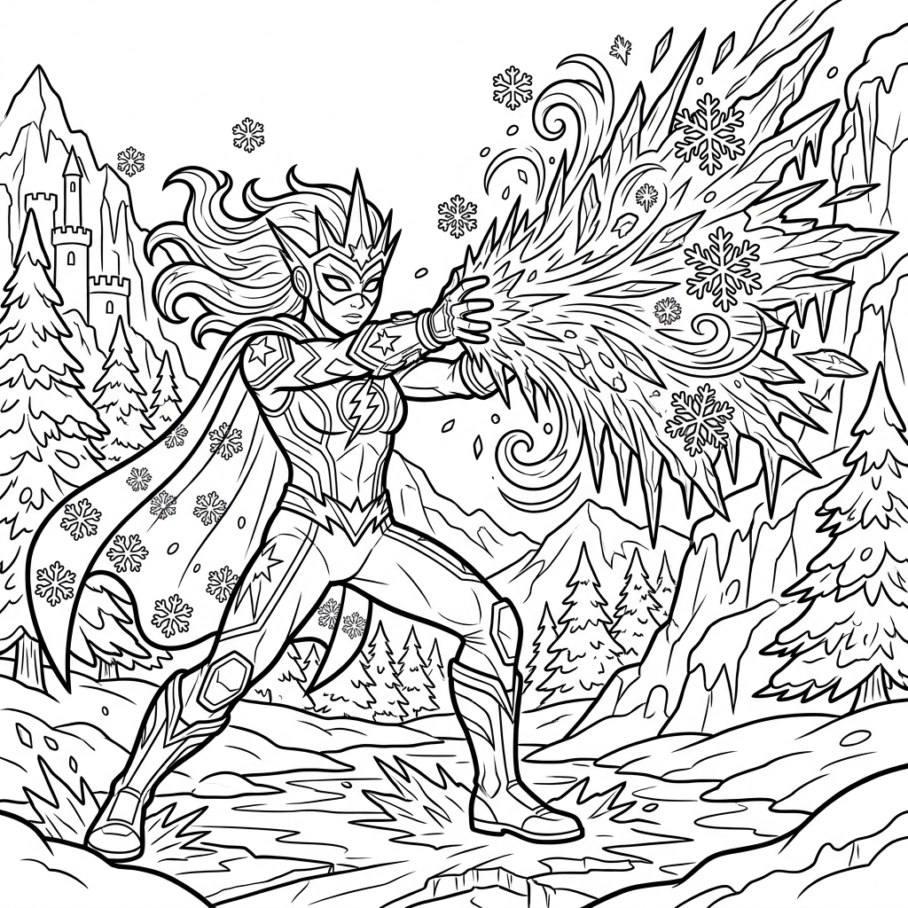 Ice Hero Frozen Blast coloring page for kids