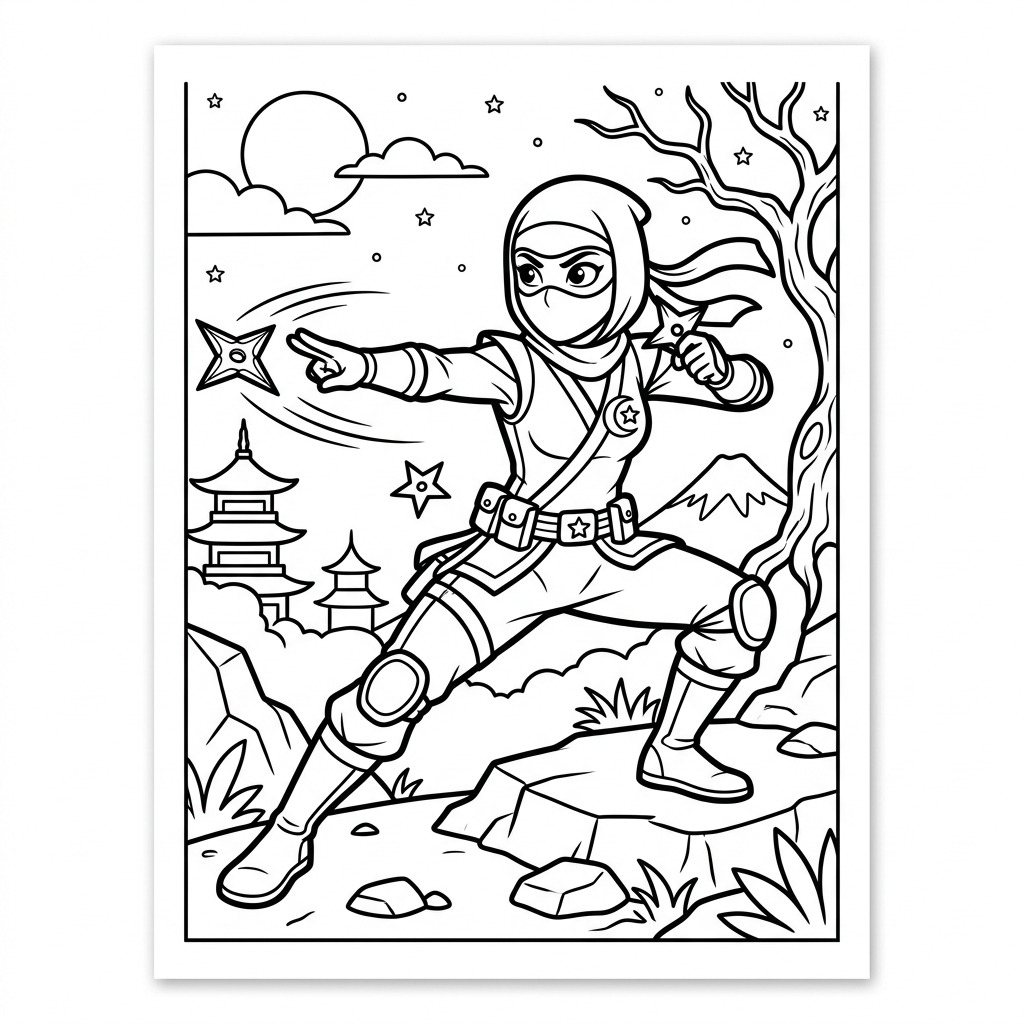 Ninja Hero Stealth Mode coloring page for kids