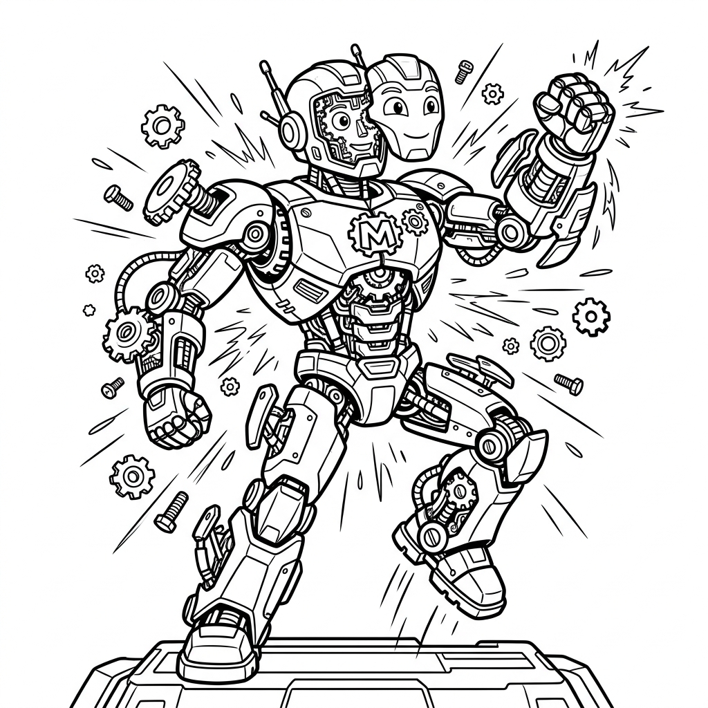 Robot Hero Transformation coloring page for kids