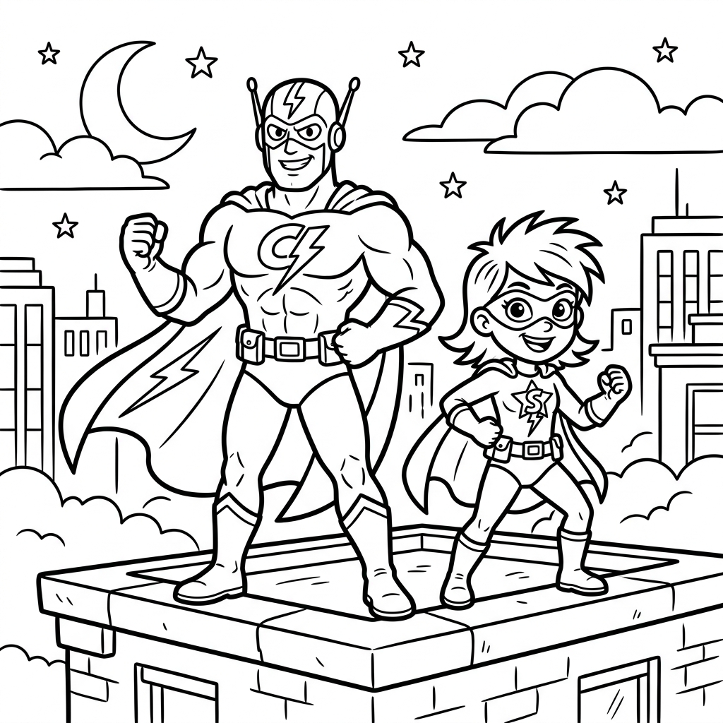 Sidekick Hero Duo coloring page for kids