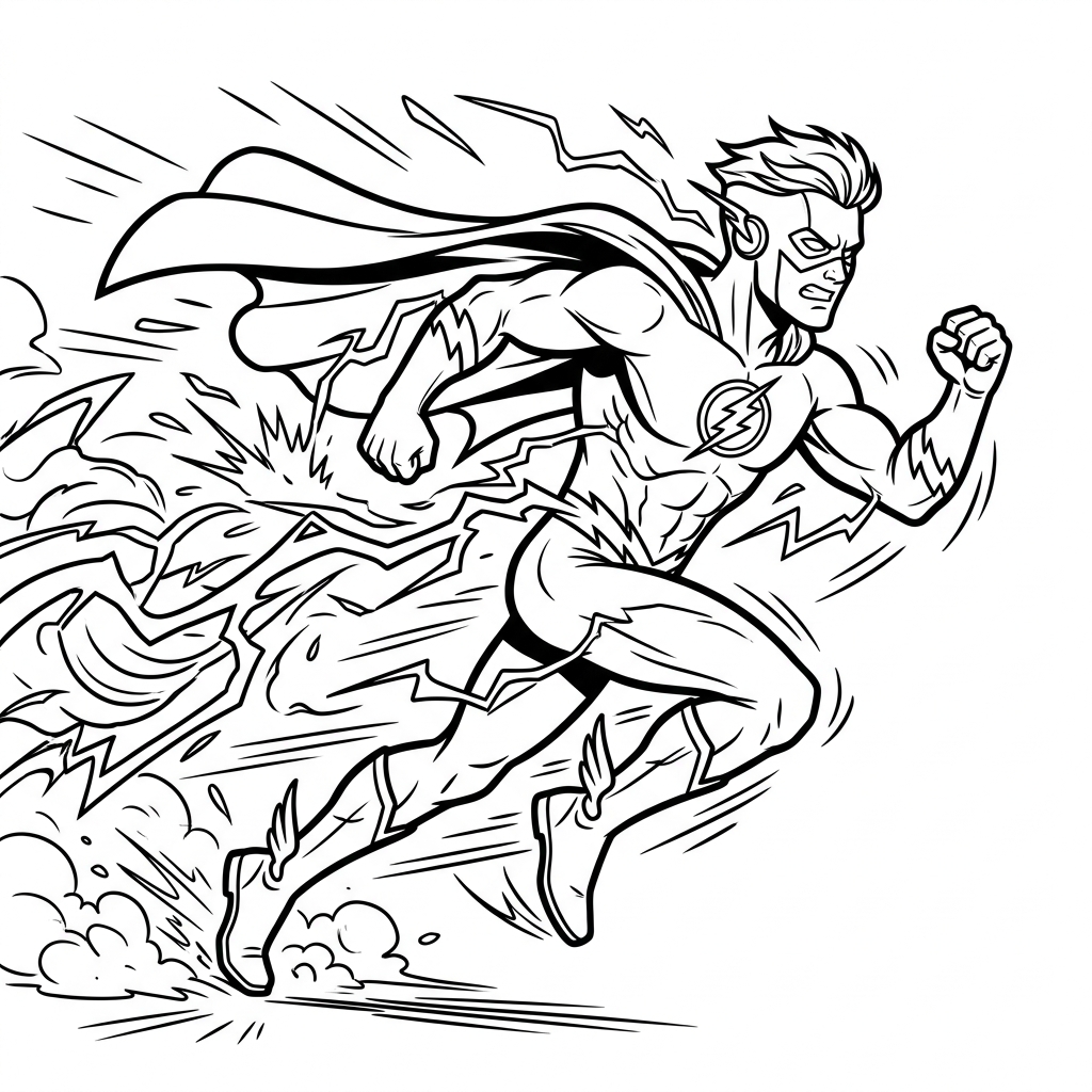 Speed Hero Running Fast coloring page for kids
